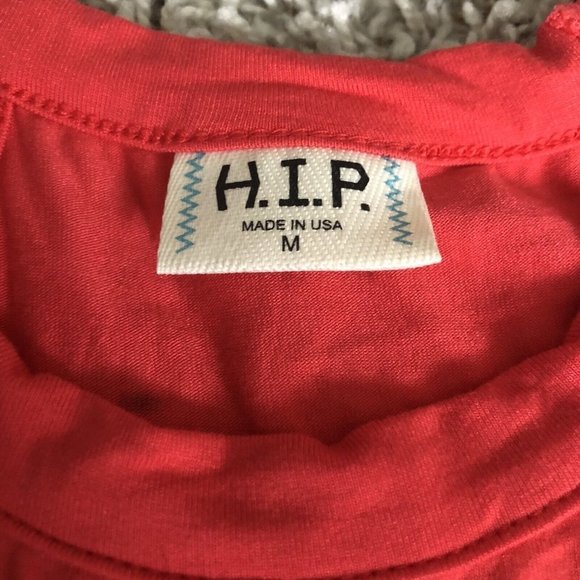 H.I.P. Long Sleeve Red Detail Neck Cold Shoulder Large Medium Shirt - Picture 5 of 12